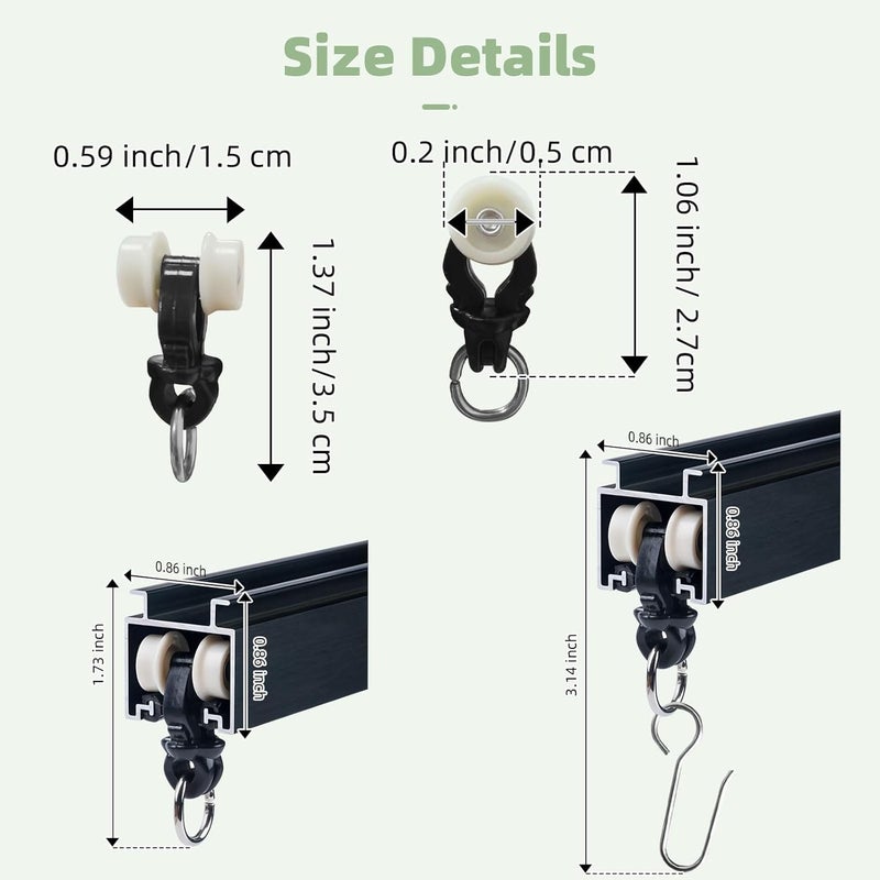 MLOQI 48 Pack Curtain Tracks Runners with Hooks (Black) - Image 2